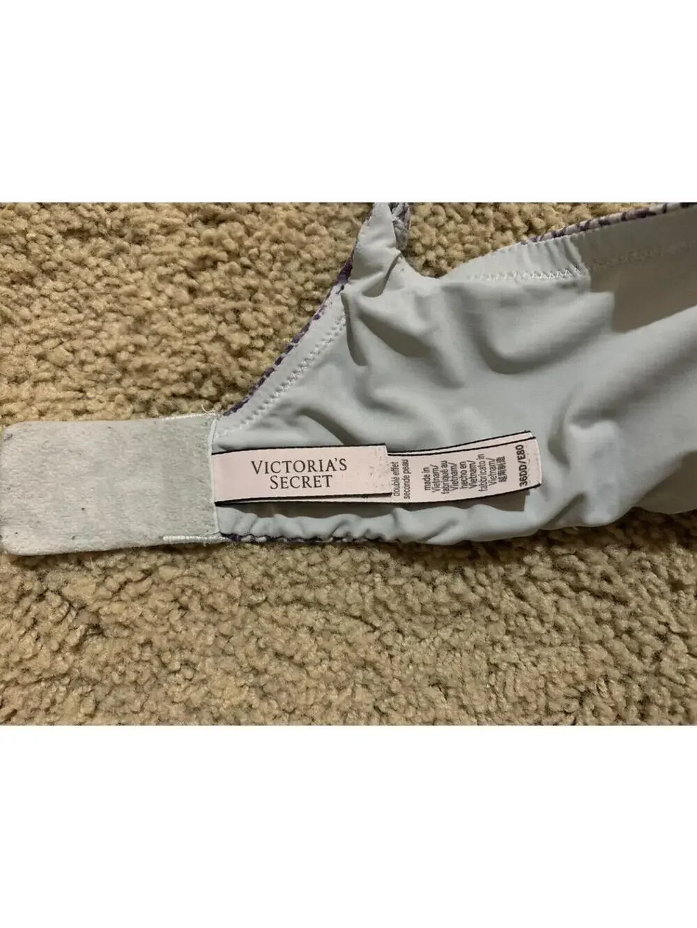 a lot of 2 Bra Victoria's Secret T-shirt lightly lined demi 36DD gray and purple